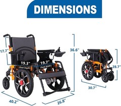 All Terrain Electric Wheelchair Foldable with 20 in Seat Supports up to 300 lbs