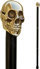Decorative Brass Skull Handle Cane Gothic Steampunk Walking Stick