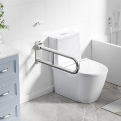 Wall-Mounted Toilet Grab Bar, 304 Stainless Steel Folding Support Rail for Senio