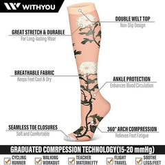 3 Pairs Compression Socks for Women & Men 15-20 mmHg,Best Support Nurses Running