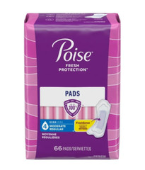 Poise Incontinence Pads for Women 4 Drop, Moderate Absorbency, Regular Length