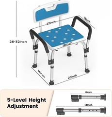Shower Chair for Inside Shower with Arms and Back, 500 lbs Heavy Duty Shower …