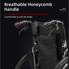 Folding Manual Transport Wheelchair, 20 “ Seat With Front and Rear Locking Hand