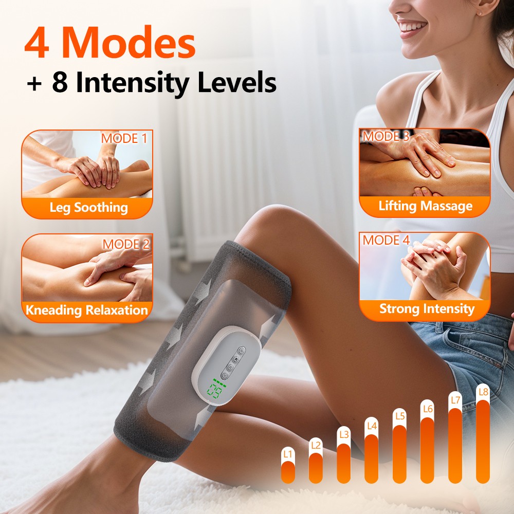 Air Compression Heated Leg Massager Muscles Relax Calf Circulation Foot Massage