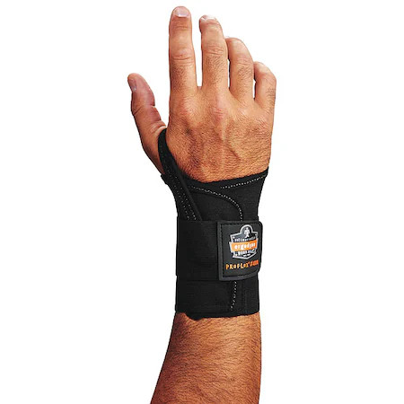 Ergodyne 4000 Wrist Support, Elastic, Single Strap, Left, Black, Size L