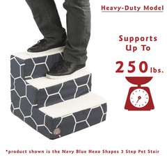 Majestic Pet 3 Step Portable Dog Stairs For Small Dogs To Get On Bed Supports