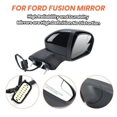 Right Passenger Side Mirror Compatible with Ford Fusion 2016 R-3 Pins Black