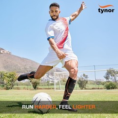 TYNOR Calf Compression Sleeves for Men and Women 1 Pair XL, Black & Orange
