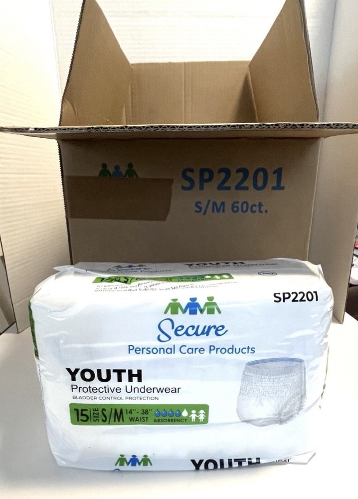 Secure Youth Protective Underwear Bladder Control 60 Ct Size S/M SP2201