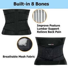 Back Brace for Men and Women Lower Back, Lumbar Support Belt Large, Black
