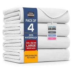 Utopia Bedding Washable Underpads 34×52 Inch Waterproof Incontinence 4 Pack