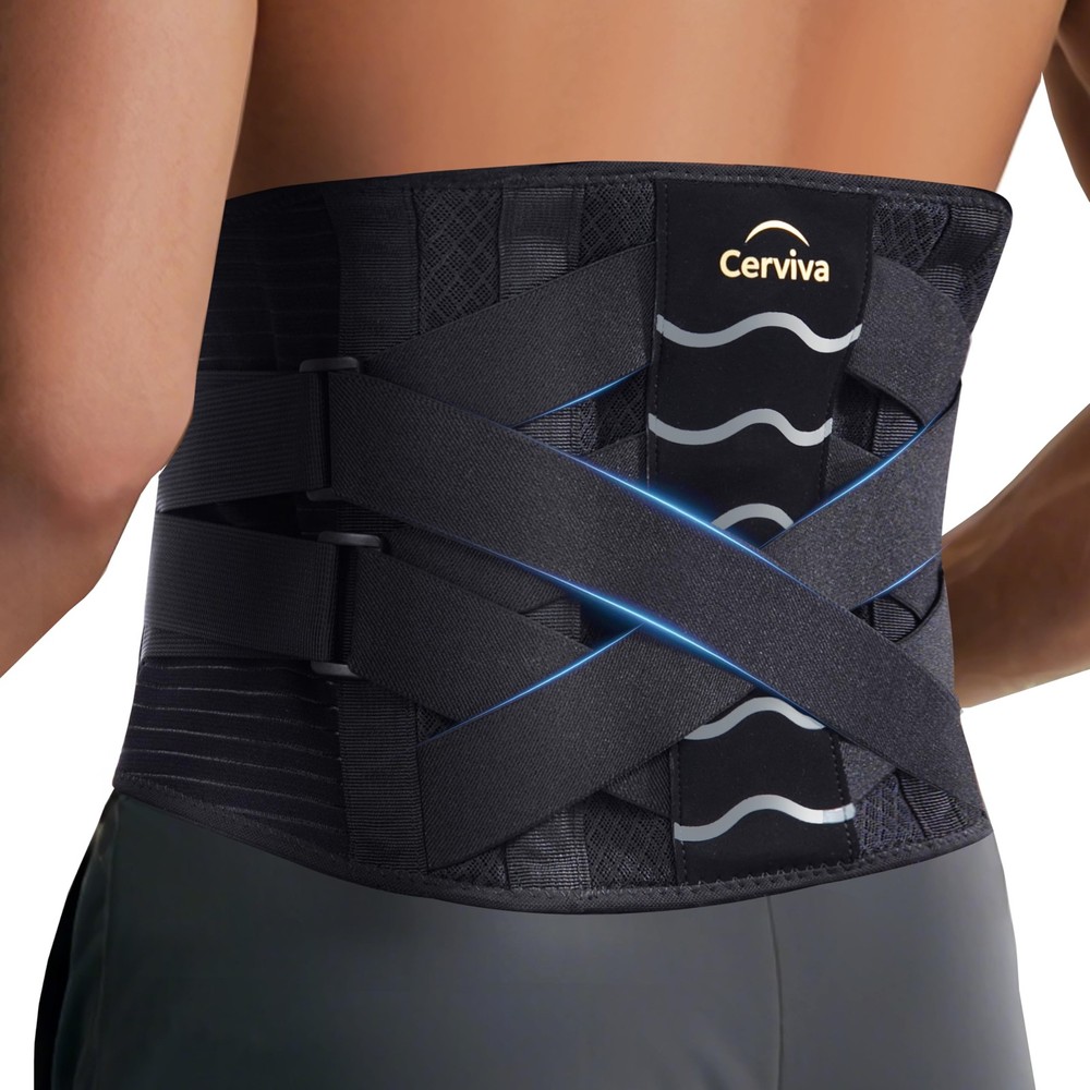 Cerviva Back Brace Support Belt-Lumbar for Large（35.4“-41.3）, Black