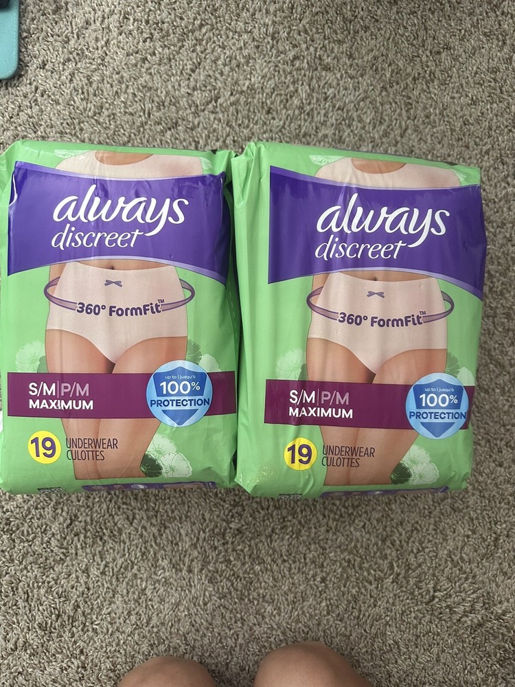 2X Always Discreet Women Underwear Incontinence Maximum Size S/M 19ct ea New