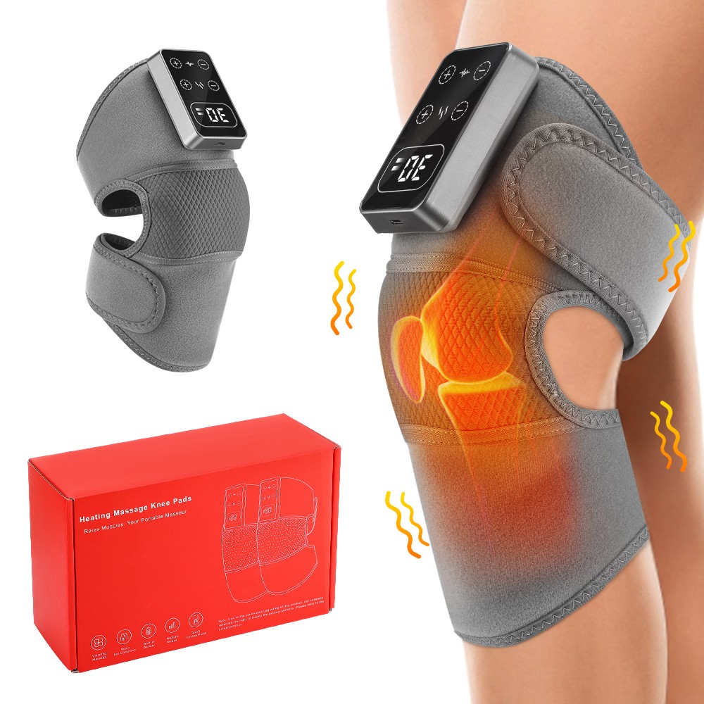 Cordless Red Light Heated Knee Joint Massager Therapy Pain Relief with Vibration
