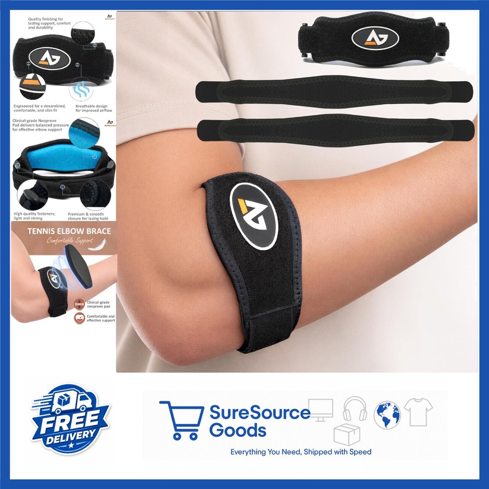 Tennis Elbow Brace with Compression Pad Adjustable Support Band for Men & Women