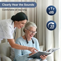 Rechargeable Neckband Hearing Amplifier for Conversation or Black02