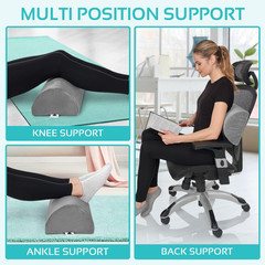 New Knee Pillow for Back Sleeping Memory Foam Half Moon Bolster Pillow for Legs
