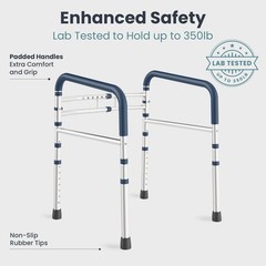 PELEGON Toilet Safety Rails (350 lb) – Adjustable Adjustable, Dark Blue