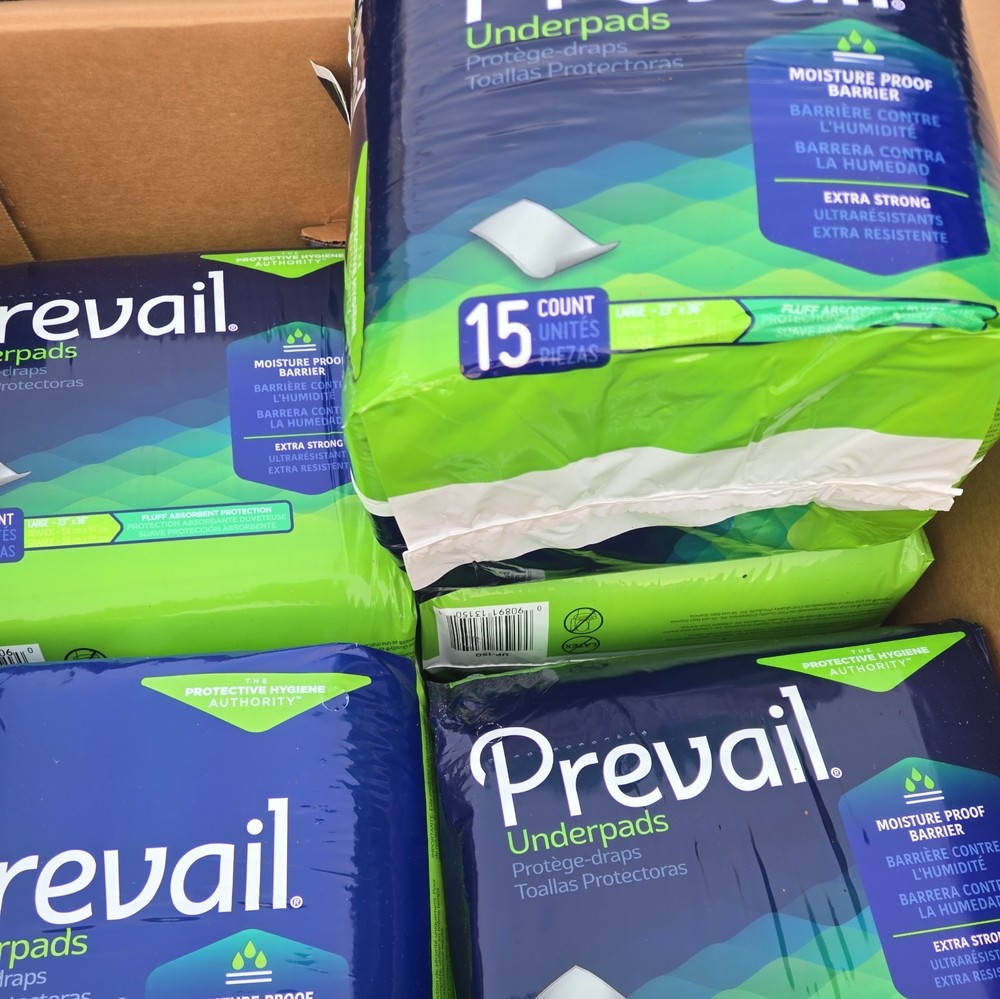 Prevail Underpads Size large, 15 Count, Lot of 10 for a total of 150