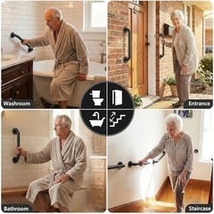 Safety Handle Bar Iron Outdoor Deck Rail Banister Bath Shower Grab Indoor & Outd