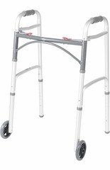 Drive Adjustable Height Foldable Walking Frame Walker, 2 Wheels, Silver/Gray