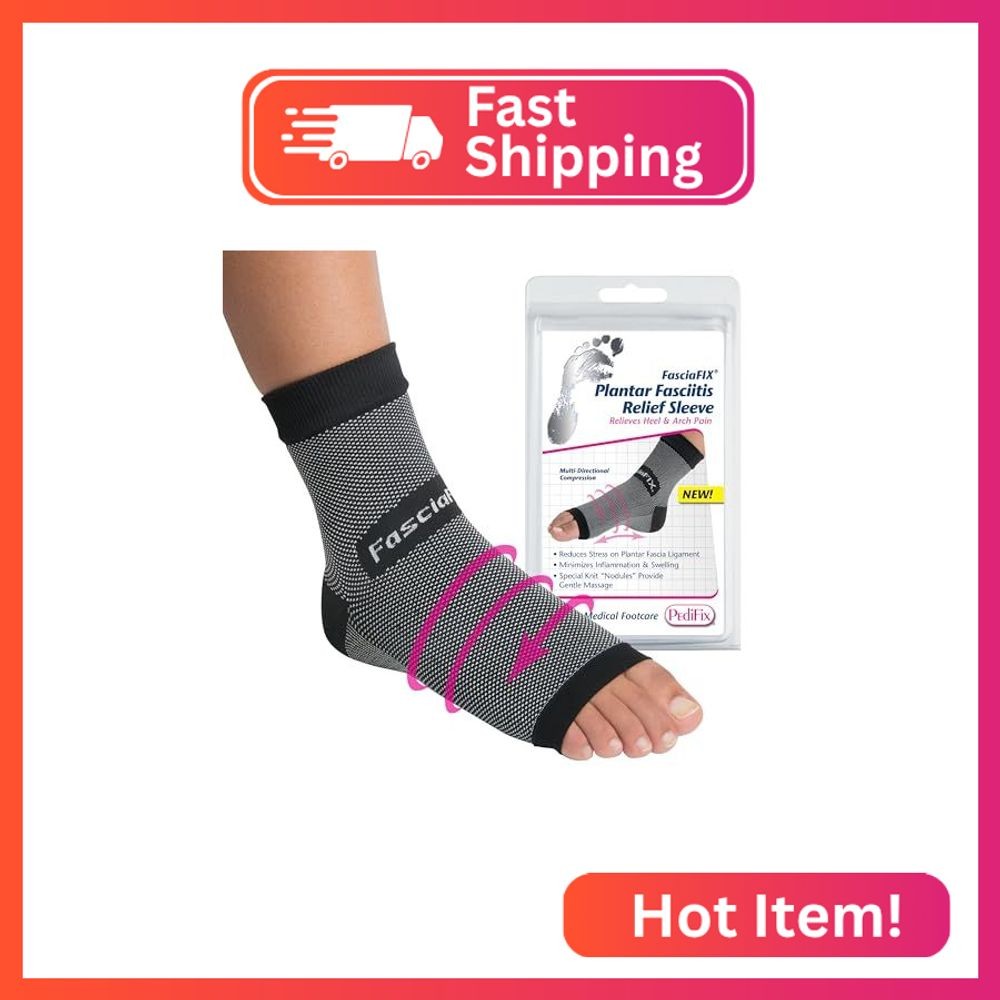 Pedifix FasciaFix Compression Foot Sleeve, Arch & Heel Support, Medium