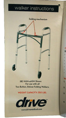 Drive Deluxe Folding Walker #10210-4ASM Two Button w/5″ Wheels 350lbs Cap M4944