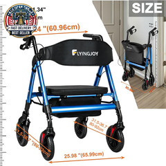 Walkers for Seniors with Seat,450Lbs Rolling Walker, 22″ Extra-Wide Heavy-Duty F