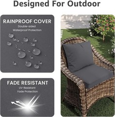 Outdoor Seat Cushion Set 24 x 24 x 4 Inch, Waterproof & 24 x 24 Grey