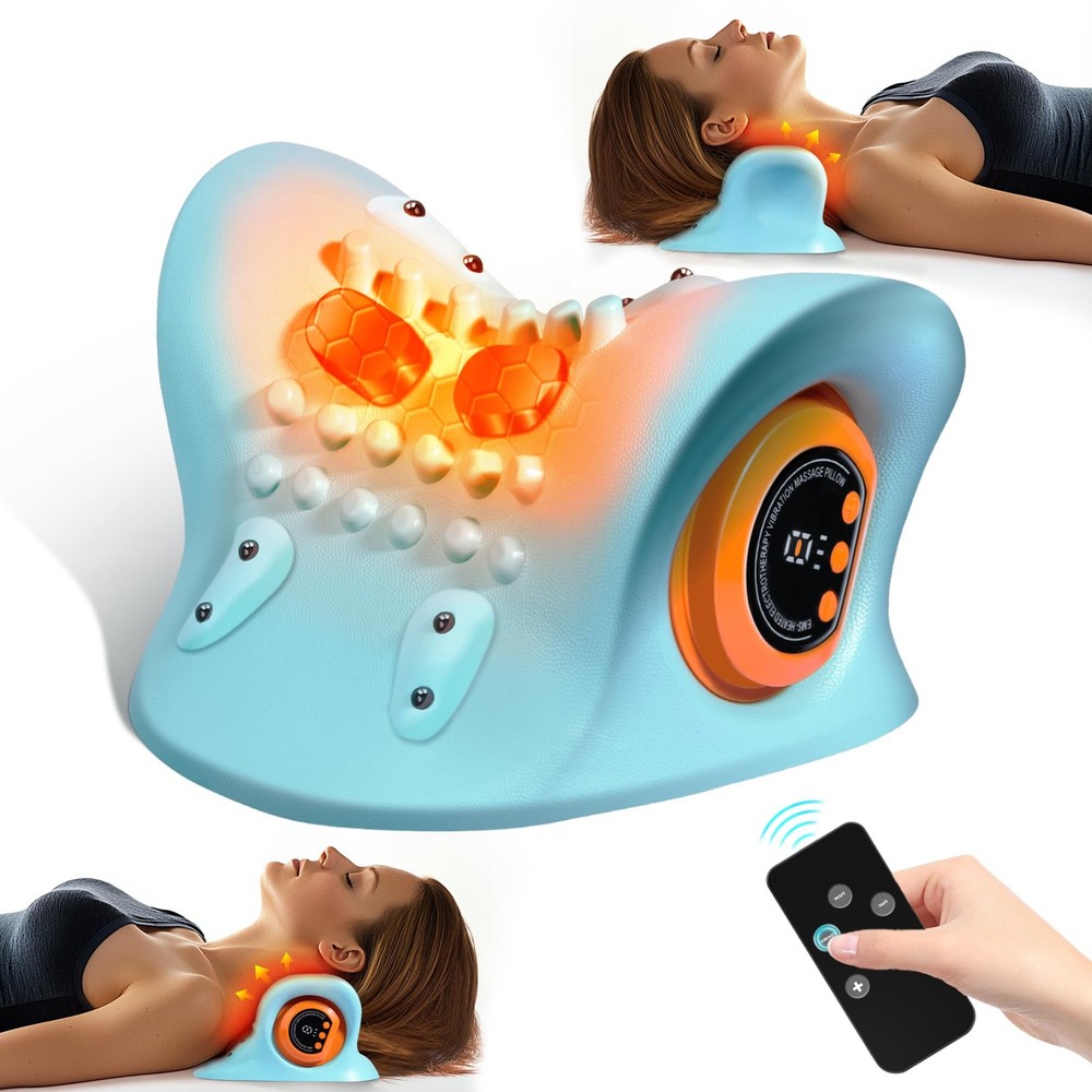 Neck Massager Pillow with Heat, 3 Modes, Cervical for Light Blue