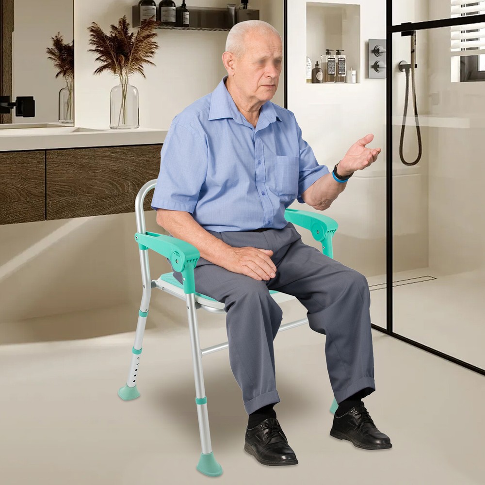 275lbs Foldable Shower Seat Folding Bath Chair Heavy Duty Shower Chair
