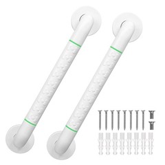 2 Pack 16 Inch White Shower Grab Bar,Bath Grab Rails with AntiSlip Grip and S…