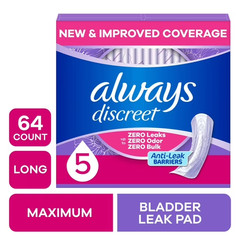 Always Discreet Adult Incontinence Pads Heavy Absorbency & Long Length, 64 Count