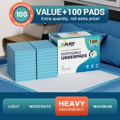 AAY Bed Pads Disposable 30″ x 36″ (100 Count), Extra Large 30″X36″-100, Blue