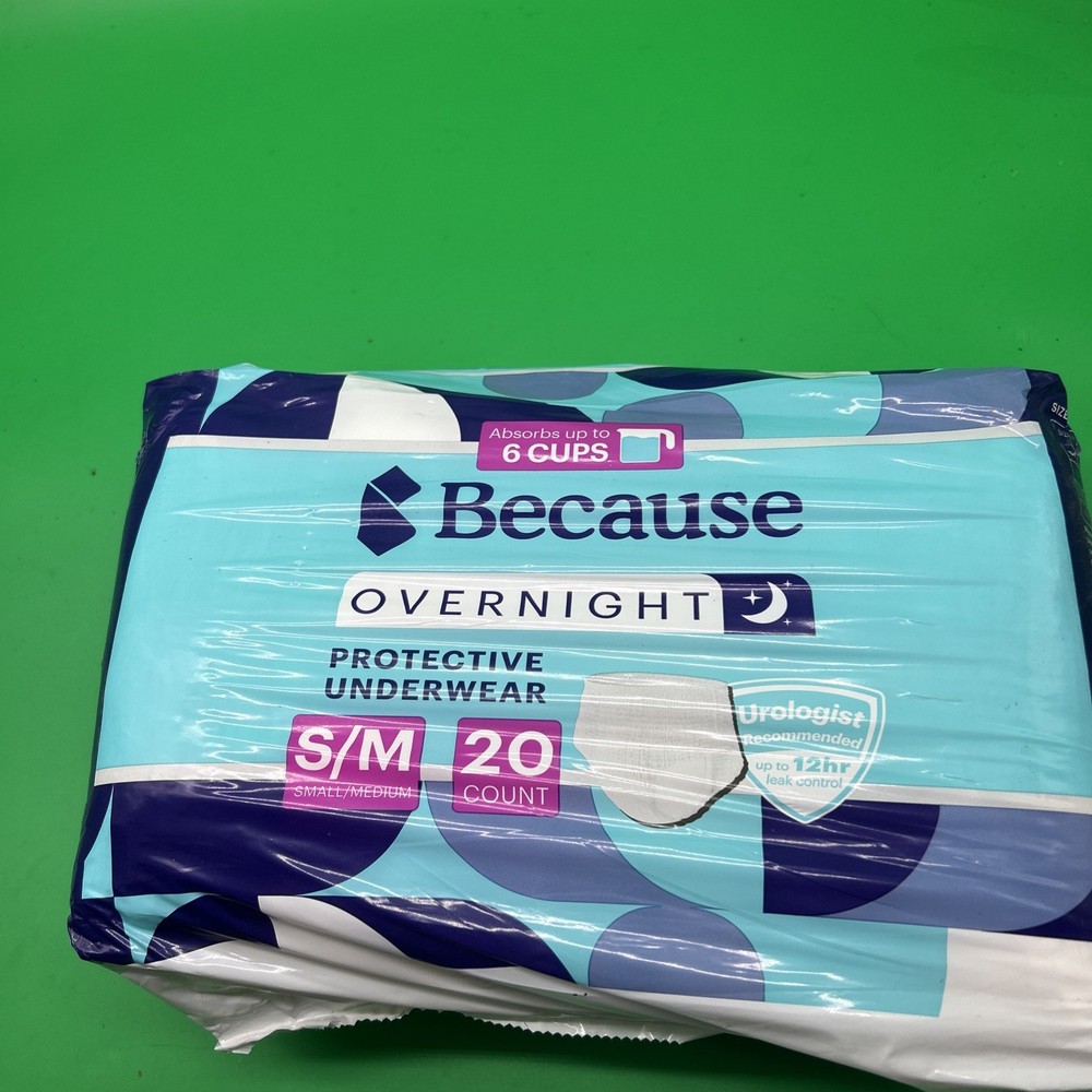 Because Premium Overnight Plus Protective Underwear in size Small/Medium