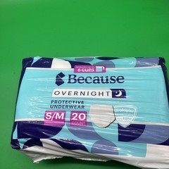 Because Premium Overnight Plus Protective Underwear in size Small/Medium