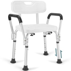Shower Chair for Elderly and Disabled with Padded Medium Off White/Dark Gray