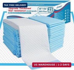BIGGMED Tear-Resistant Incontinence Bed Pads 40“ x 36“ 130 Gram Heavy Duty (25