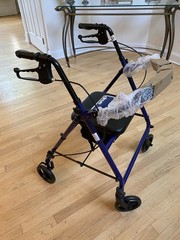 Drive 4-Wheel Rollator Walker, Padded Seat & Removable Backrest, Blue 300 lb