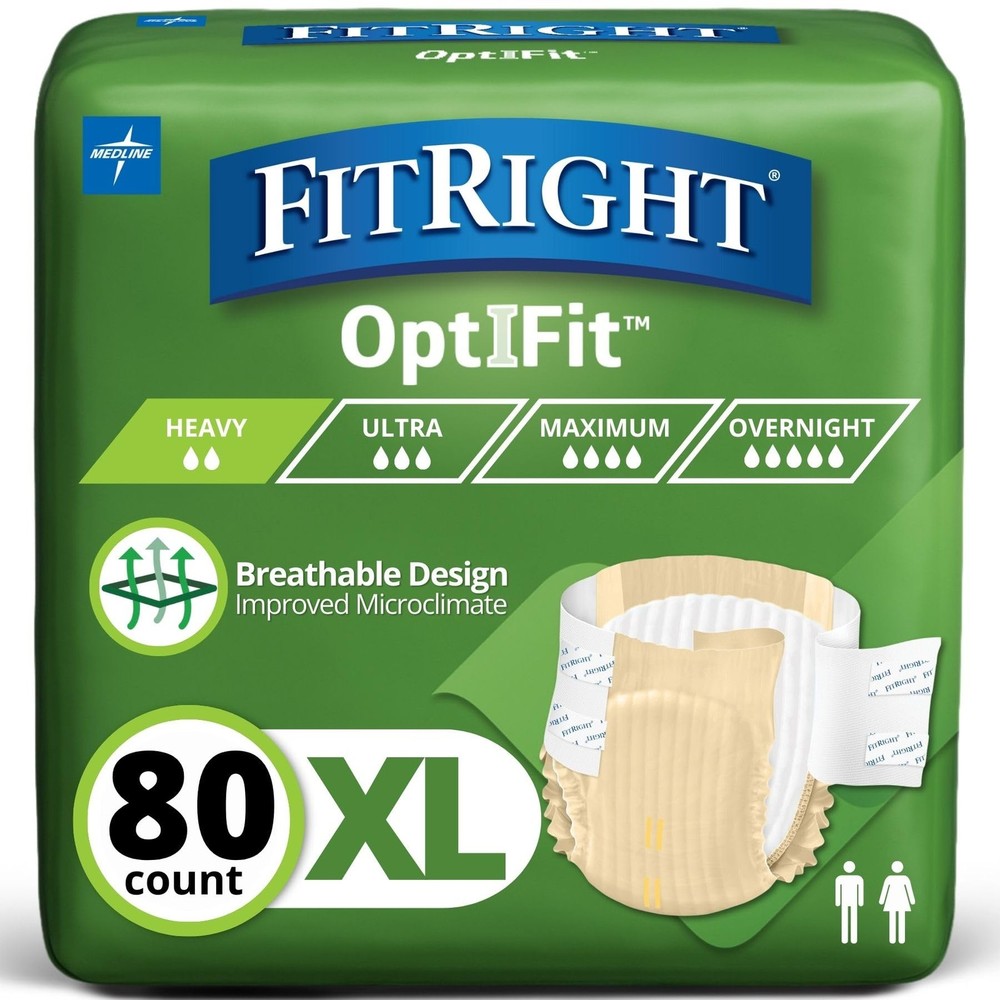 Adult Diapers, Extra Heavy Absorbency, XL (Waist Size 56in-64in), 80 Count, O…