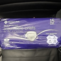 Member’s Mark Total Protection Adjustable Incontinence Briefs Max M 15 Ct White