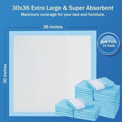 Ultra-Absorbent 30″x36″ Pads with Hypoallergenic Material – 25 Disposable Packs