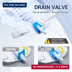 5 Pack 1000ml Leg Bag Urinary Drainage Bag with Adjustable Shoulder Straps and 1