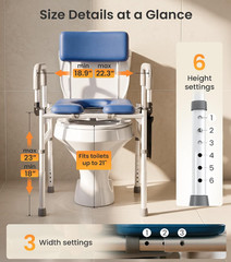 Vocic Drop Arm Bedside Commodes for Adults/Seniors/Disabled Users, YR11 LITE | W