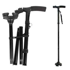 Folding Walking Cane for Seniors Men & Women with Non-Slip T Handle and Strap