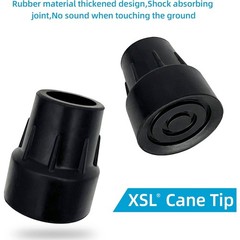Black Cane Tips Replacement 1 Inch Natural Rubber Metal Reinforced Pack of 2