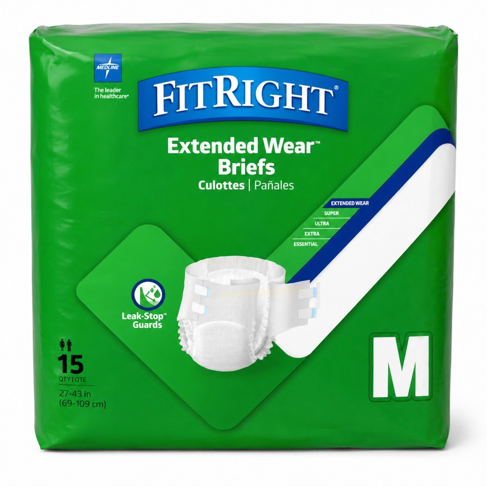 FitRight Extended Wear Adult Briefs with Tabs Maximum Absorbency Medium 15 Count