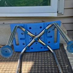 Blue Adjustable Height Portable Shower Bath Chair Plastic Aluminum Rectangle