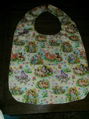 kittens and butterflies ADULT BIB (HANDMADE) (NEW) DOUBLE SIDED