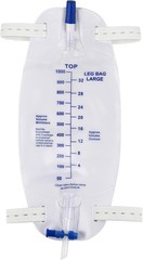 Sterile Easy-Tap 1000ml Leg Bag with Anti-Reflux Valve & Cloth Straps (3-Pack)